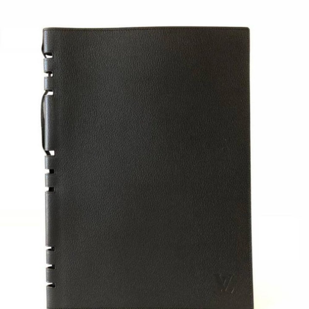 Louis Vuitton Large Black Leather Lady Handbook